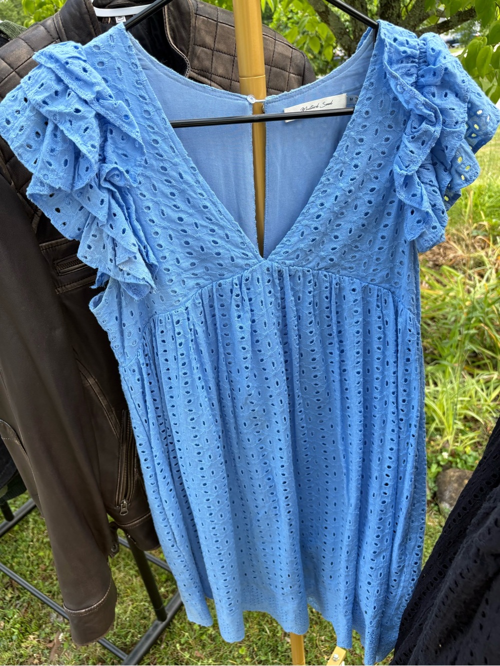 Mustard Seed Light Blue Eyelet Dress